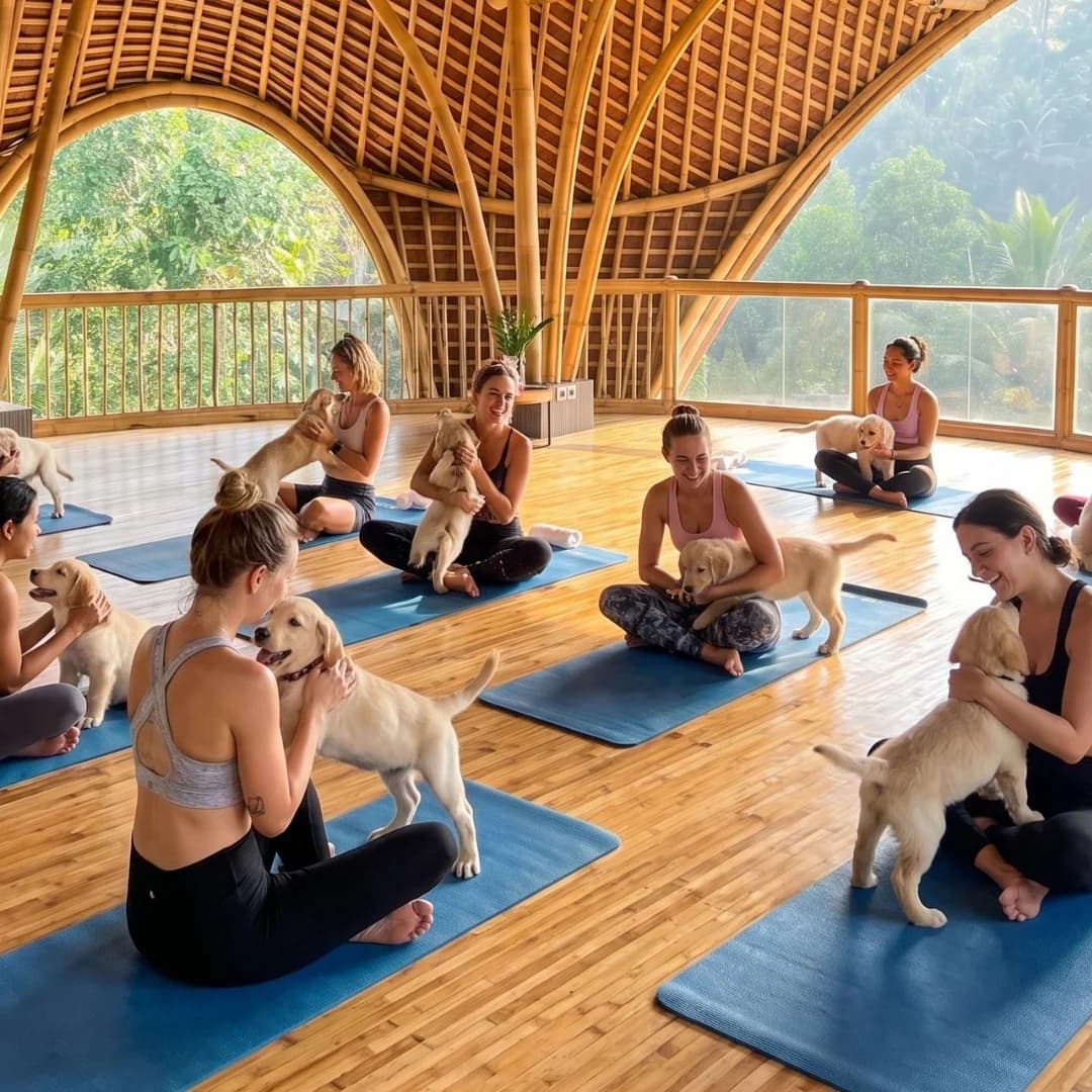 Puppy Yoga at Yoga Shala at K-Club Ubud Bali